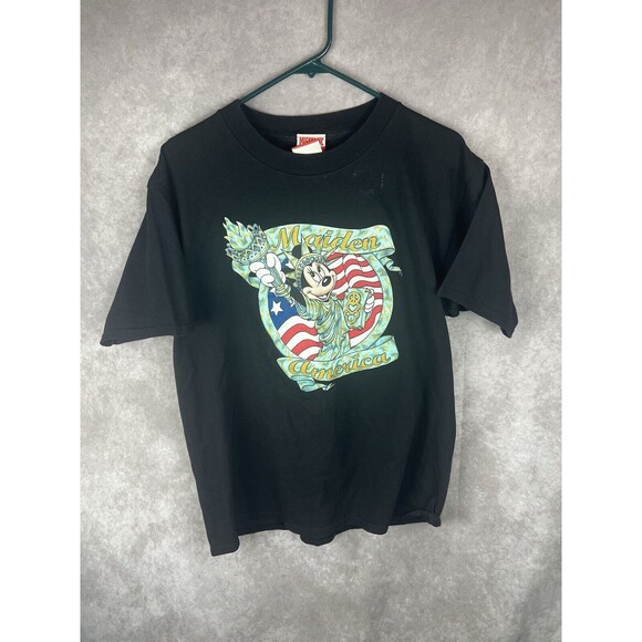 Vintage 90s Disney Minnie Mouse Maiden America NYC T Shirt L Puff Print - Picture 1 of 5